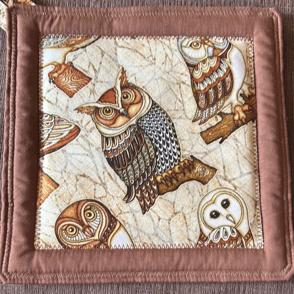 Owl Patterned Fabric Potholder